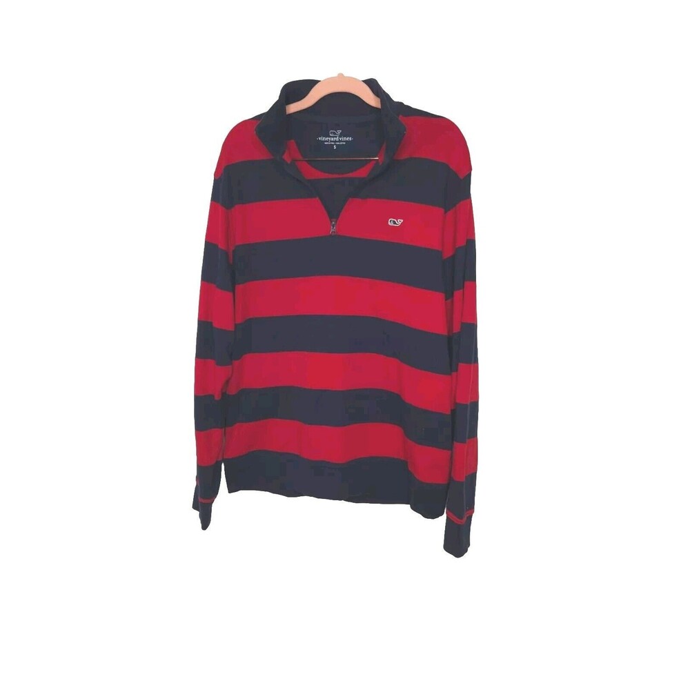 Vineyard Vines Quarter Zip Pullover Mens S Stipes Long Sleeve Shirt Whale